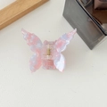 Pink and purple marbled acetate butterfly hair claw clip with strong metal spring - Purple Pink Texture