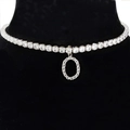 Silver choker necklace with zircon stones and a central letter O pendant for women - Letter O [Silver]