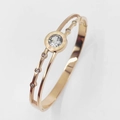 Rose gold stainless steel double-layer hollow bracelet with Roman numerals and crystals - Rose Gold