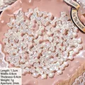 Detailed view of white pearl luster bow beads with dimensions and hole size for DIY jewelry - Mini Bowknot Necklace