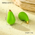 Glossy green drip oil teardrop earrings in gold-tone titanium steel 2.7cm length - Teardrop / Green