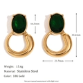 Green Zircon Circle Earrings Gold/Green