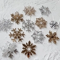 Acrylic Christmas snowflake cake toppers in mirrored gold and silver finishes - 12Pcs Acrylic Gold Silver Snowflakes