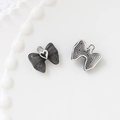 Dark grey bow-shaped alloy pendant with heart detail for DIY jewelry making - 11# Bowknot-Black