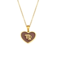 Golden heart necklace with brown enamel Virgo symbol pendant on white background - Burgundy Virgo