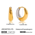 Two-tone chunky U-shaped stainless steel earrings with waterproof and hypoallergenic features - Small Bicolor Splicing (JDE2407021-PS)