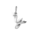 Polished silver stainless steel Y-letter pendant with a small heart charm detail - Letter Y / Silver
