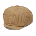 Khaki newsboy cap with white contrast stitching and vintage octagonal structure - M(56-58cm) / Khaki