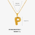 Golden chunky letter P pendant necklace in polished stainless steel with O-chain - Letter P