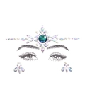 Detailed face and body jewels featuring green rhinestones and pearls on white background - Green Main Stone Iridescent (DA-23-2)