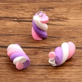 Spiralförmiger Harzanhänger in Rosa und Lila mit Silberhaken für DIY-Schmuckherstellung - Rosa Violett Weiß Spirale