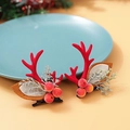 Christmas reindeer antler hair clips with red berries and pine needles set of two - 45# Red Antler Ears Berries Pair Clips