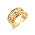 Chic multi-layer braided gold stainless steel open ring with twisted rope texture - Adjustable Open / Multi-layer Wide Braided Open Ring