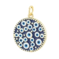 18K gold plated evil eye circular pendant with blue enamel and micro-pave cubic zirconia - 02-Multi-Eye Evil Eye Round Pendant