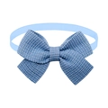 Sky blue tweed pet bow tie with textured weave and elastic strap for cats and dogs - Light Blue