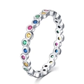 Rainbow eternity ring in S925 sterling silver with colorful zircon gemstones - US 6 / Colorful