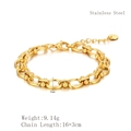 Goldenes 8mm Edelstahl Gliederkettenarmband mit verstellbarem Verschluss für Damen - Klassischer Kettenstil (LB1060) / Gold