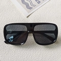 Classic thick black frame men's driving sunglasses with dark grey lenses and retro style - Black Frame Grey Lens