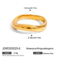 Anillo ondulado de acero inoxidable dorado, resistente al agua e hipoalergénico - Anillo de Ondas de Acero Inoxidable-1,81cm