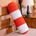3D car tire series orange and white striped cylindrical bolster plush pillow for car home - 70cm / Railing