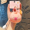 Pink capybara stress relief zen drum keychain with mallet and success tag - Merit Wooden Fish Keychain - Grade +100