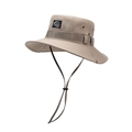Chapeau de soleil kaki à bord large avec œillets respirants et mentonnière réglable - Taille unique / Beige Foncé