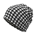 Klassische Beanie-Mütze mit schwarz-weißem Hahnentrittmuster für warme Wintertage - M (56-58cm) / Schwarz und Weiß Hahnentritt