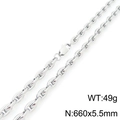 Classic silver stainless steel bamboo link necklace for men and women, 660x5.5mm size - Silver Thick Anchor Chain (KN295416-KFC) / Silver