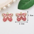 Schmetterling-Anhänger aus Emaille in Rosa und Rot mit Goldrand, 1,8 cm x 2,2 cm - Rosa Schmetterling / 2.2CM×1.8CM