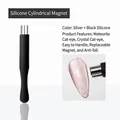 Dual-head cat eye nail magnet tool with silver magnetic tip and black silicone handle - Silicone Cylindrical Magnet