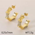Elegant 18K gold-plated bamboo-style C-shape earrings with sparkling white crystals - Style D Gold (KE115305-KFC)