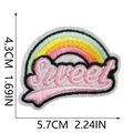 Detailed view of rainbow embroidery patch with Sweet lettering and size dimensions - Rainbow Sweet (19)