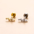 Clous d'oreilles papillon dorés et argentés avec zirconiums blancs micro-sertis - 6# Fleur Papillon (Couleur Argent)