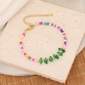 Bohemian beaded bracelet with colorful seed beads and green natural stones - Colorful