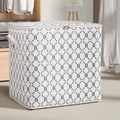 White canvas foldable storage bin with blue polka dot diamond pattern and sturdy handles - Zipper Letter B