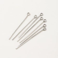 Silver-plated metal eye pins for DIY jewelry making arranged in a sunburst pattern - Platinum/White Gold Eye Pin