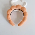 Plush orange sponge cloud headband with high top design and non-slip inner grip - Orange With Non-Slip Strip