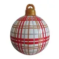 Inflatable Christmas ball with red and gold plaid pattern and hanging hook for yard - Vertical Stripe Christmas Ball