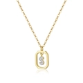 Detail of a 14K gold plated S925 silver rectangle pendant with a zircon encrusted S letter - 18k Gold【S】