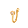 Gold-plated U-shaped heart nose clip with a clear zircon stone on white background - Heart Style (A-615) / Gold