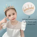 Pettine per capelli a corona dorata per bambina con perle eleganti e strass brillanti - 5# Corona Dorata con Grandi Strass