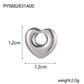 Vista detallada de un colgante de corazón plateado de 1,2 cm con dimensiones y peso 2,0 g - Corazón Cepillado Plateado (PY9882831A00)