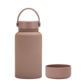 650ml stainless steel sports water bottle in matte morandi pink with portable handle - 650ml / Light Coffee