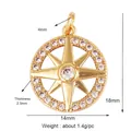 Gold compass star pendant with shimmering crystals and radial star design details - Octagon Star Compass-Gold