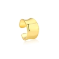 Minimalistische vergoldete breite C-Form Ohrklemme mit poliertem Spiegel-Finish und Wölbung - 925er Silber / Gelbgold (Einzelstück)