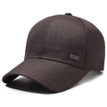Men's casual sports baseball cap in dark coffee brown fabric with metal sport logo - Adjustable / Coffee