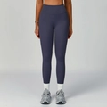Leggings yoga a vita alta blu fumo da donna con vestibilità compressiva senza cuciture - S / Grigio Blu