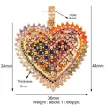 Colorful zircon heart pendant with gold plating showing specific dimensions and weight - Gold-Multicolor Large Heart
