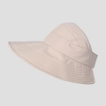 Minimalist wide brim sun hat for women with parallel stitching in beige finish - M(56-58cm) / Beige