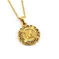 18K gold plated stainless steel O-chain necklace with a round filigree butterfly pendant - Letter M